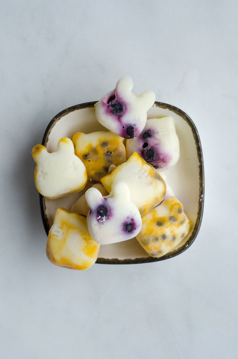 Vanilla & Passionfruit Bites - A healthy frozen treat recipe from our friends at We Might Be Tiny