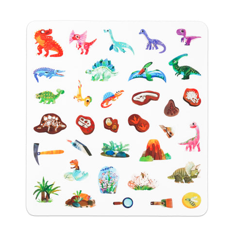 Dino Land jelly stickers arranged in a prehistoric scene