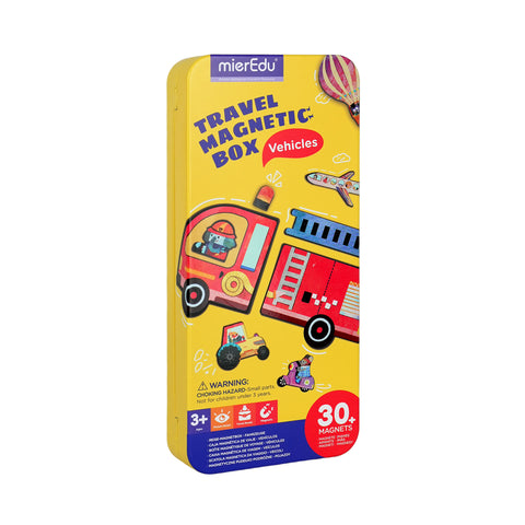 mierEdu Assorted Vehicles Travel Magnetic Puzzle Box tin
