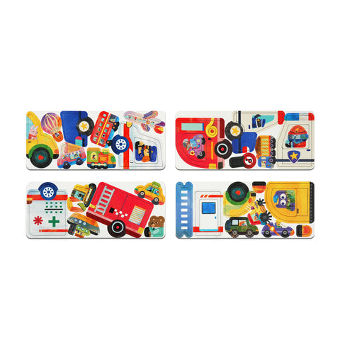 mierEdu Assorted Vehicles magnetic puzzle play scene