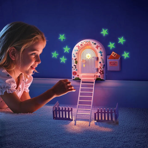 4M Starlit Fairy Door kit contents with gems and stickers