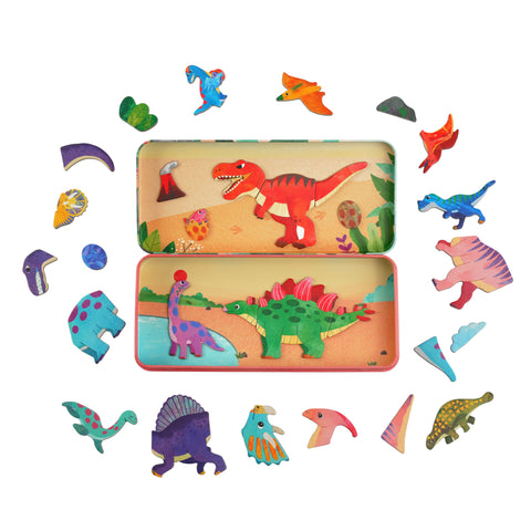 mierEdu Dinosaur Land magnetic puzzle scene and pieces
