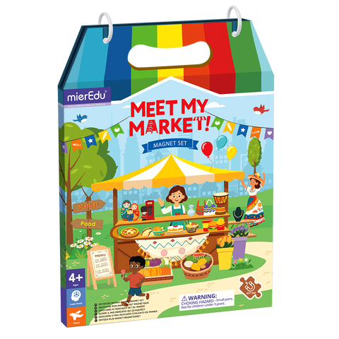 mierEdu Meet My Market magnetic play set, front of pack