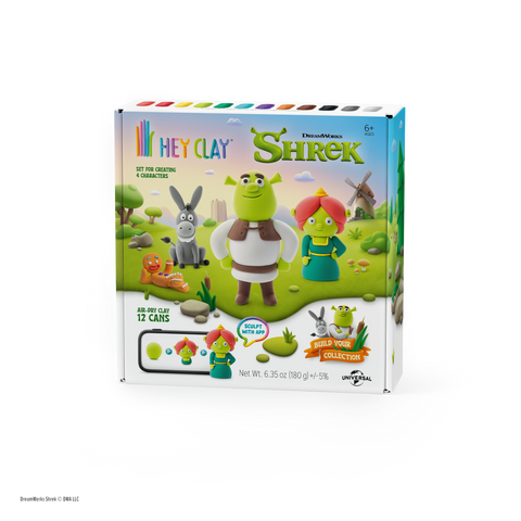 Hey Clay Shrek 12-pack, 12 cans of colourful air-dry modelling clay