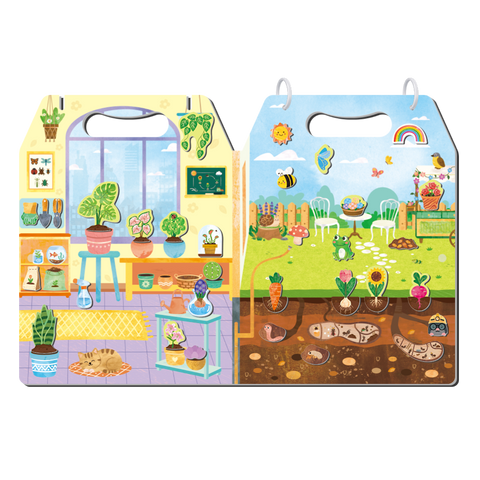 mierEdu Meet My Garden fold-out magnetic garden scene with plants and tools