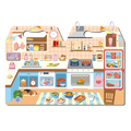 mierEdu Meet My Kitchen fold-out magnetic kitchen scene with food and utensils