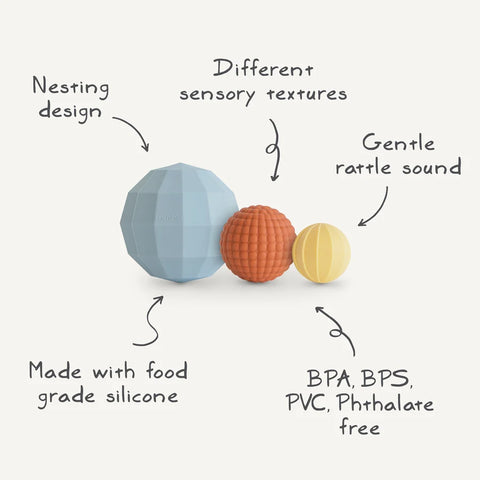 Mushie Nesting Spheres Sensory Toy - Powder Blue