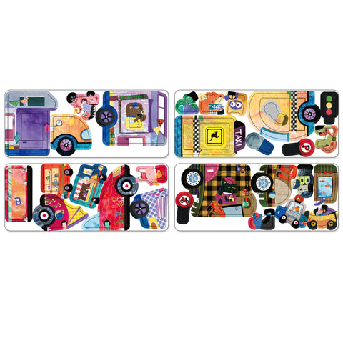 Child playing with mierEdu Cars magnetic puzzle