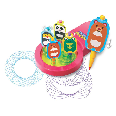 Spiral art designs made with the 4M Amazing Spiral Art kit