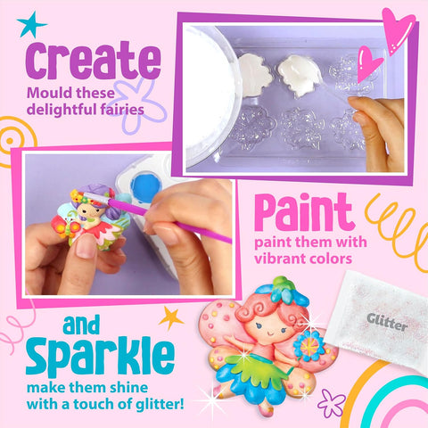4M Mould & Paint Flower Fairy finished fairy magnets