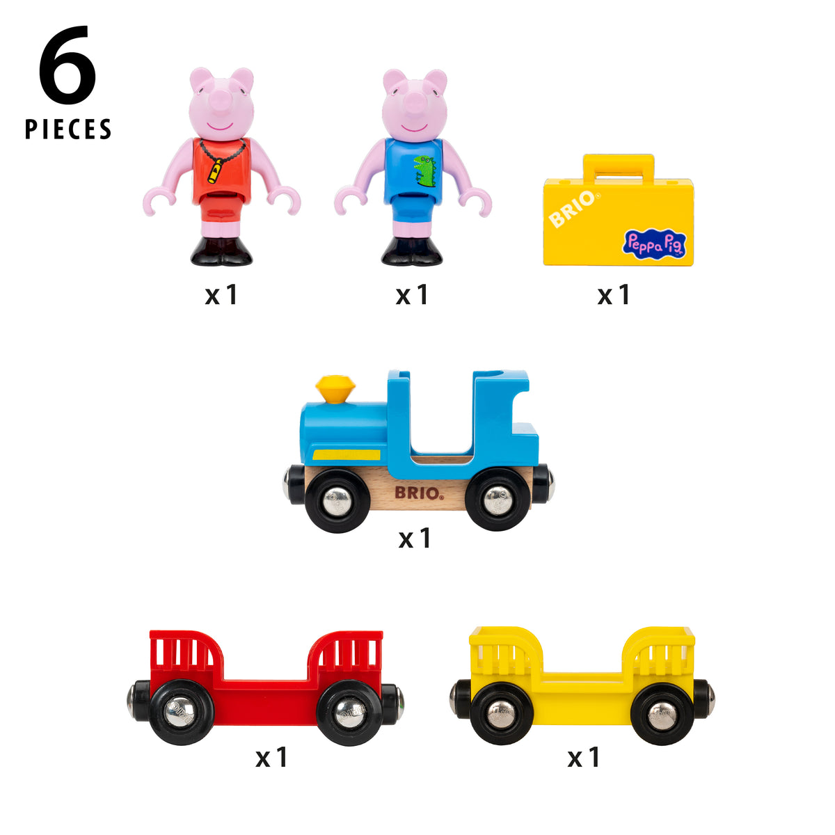 BRIO Peppa Pig Train | Wooden Train Set with Peppa Pig Figure