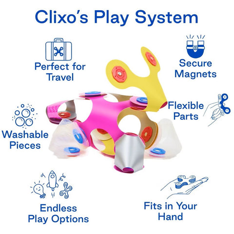 Clixo Tiny & Mighty Sparkle 9-piece magnetic building set