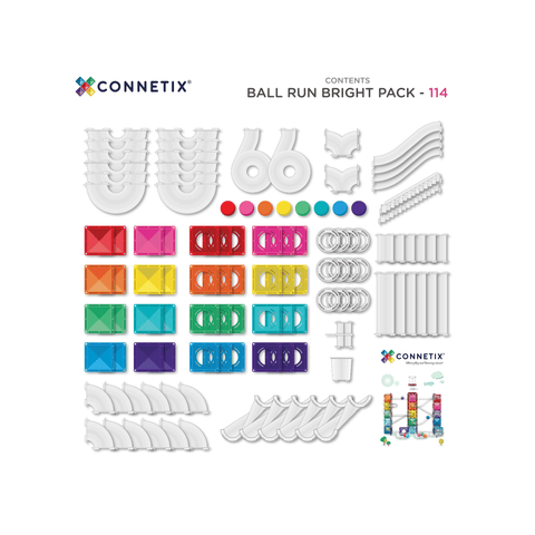 Connetix Bright Ball Run built into a track with tubes