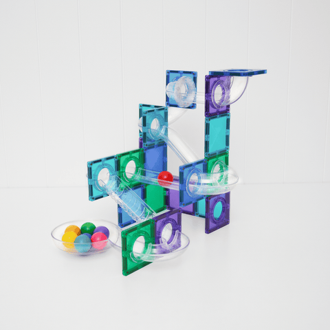 Connetix Bright Ball Run tall tower build