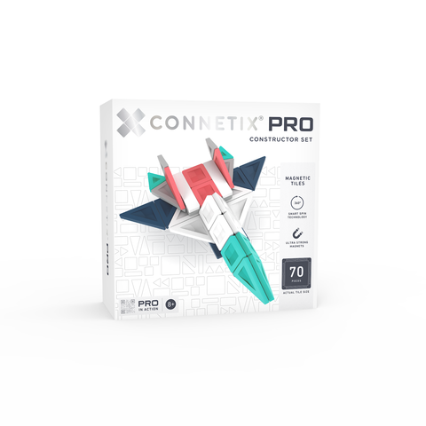 Connetix Pro constructor set packaging with colorful geometric shapes on a white background