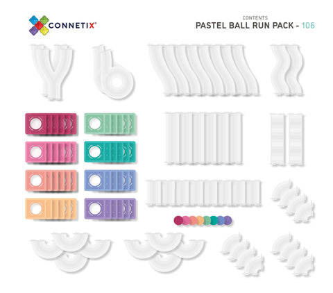 Connetix 106pc Pastel Ball Run pack - The Toybox NZ Ltd