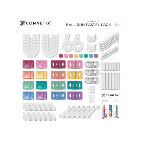 Connetix Pastel Ball Run built into a track with tubes
