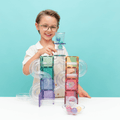 Connetix pastel magnetic tiles and clear fluted tubes