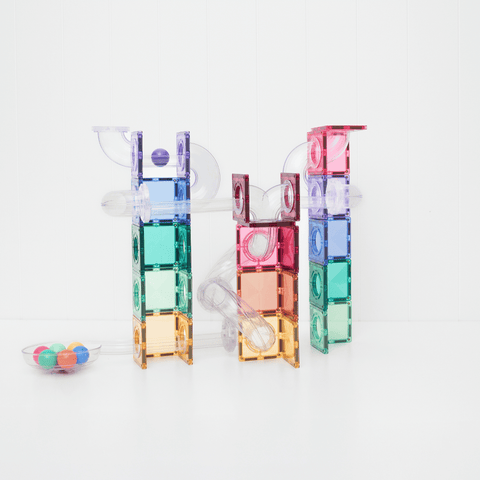 Connetix Pastel Ball Run tall tower build