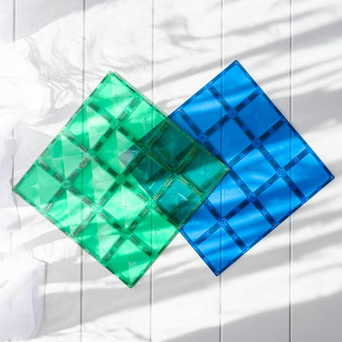 Connetix Rainbow Blue & Green Base Plate 2pc