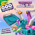 Child making unicorn goo with the Crayola Goo sensory station
