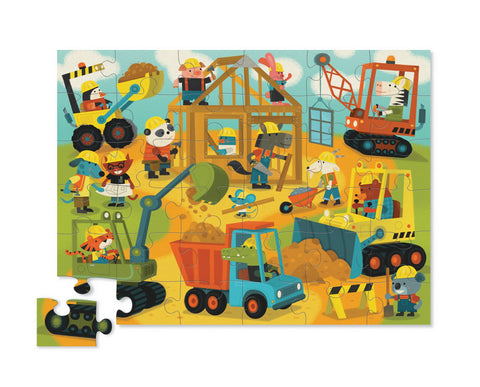 Crocodile Creek 36-piece Busy Builders floor puzzle with construction scene