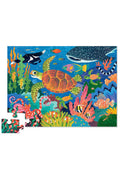 Colorful underwater scene puzzle with sea creatures on a white background