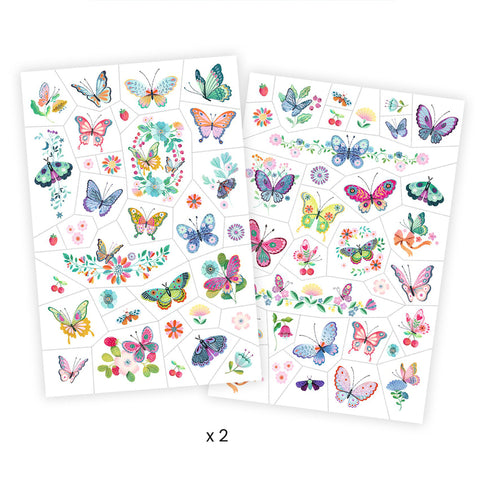 Djeco Dream Butterflies pastel tattoo sheets