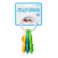 Fat Brain Toys Dimpl Clutch clipped to a bag for play on the go
