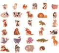 The HAPE Magnetic Animals by HAPE is a collection of vibrant and detailed cartoon animal stickers arranged in rows and columns. Featuring a variety of animals, including a duck, cat, pig, lion, rabbit, dog, elephant, fox, giraffe, tiger, octopus, whale, crocodile deer and more. These colorful magnets can be used to brighten up your whiteboard.