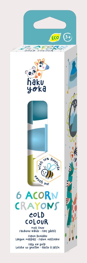 Haku Yoka Acorn Crayons 6 pack - Cold Colours
