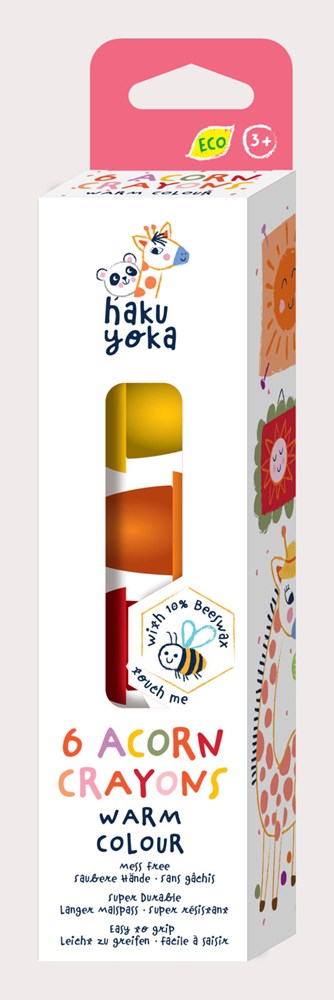 *Haku Yoka Acorn Crayons 6 pack - Warm Colours