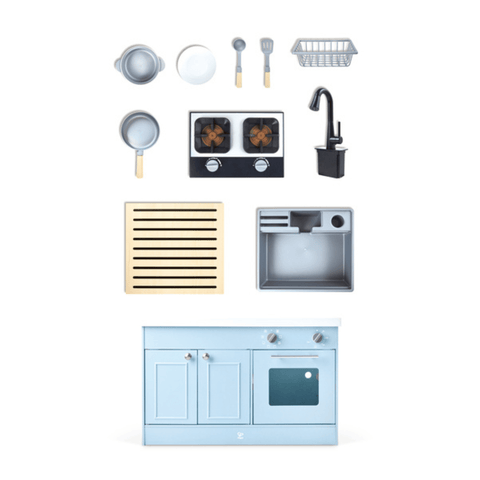 Individual components of the Hape Deluxe Kitchen