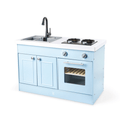 The oven of the Hape Deluxe Kitchen with Running Water with an opening door for pretend baking