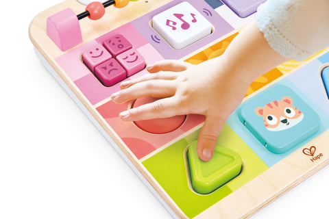 Hape Explore & Learn Sensory Play Board sliders and dials