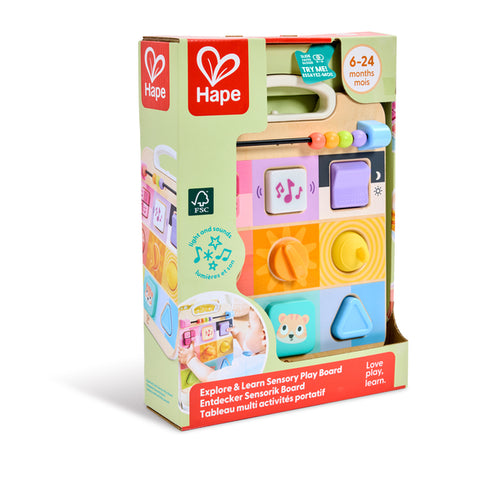 Hape Explore & Learn Sensory Play Board packaging