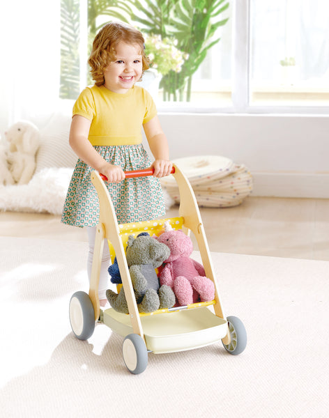 Hape Grow-With-Me Push Walker showing its multiple play modes