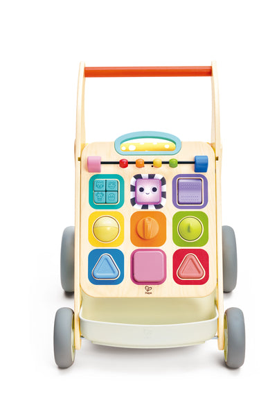 Shape sorting activity on the Hape Grow-With-Me Push Walker