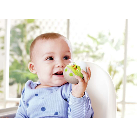 Hape Happy Hatchlings Wobble Rattles, a first sensory and teething toy for babies from birth.