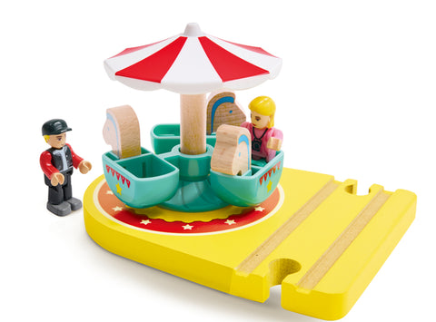 Child playing with the Hape Joyful Ride Railway Set