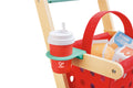Hape Little Shopper's Cart & Basket with a cup holder and Hape logo on a white background