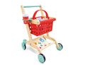 Hape Little Shopper's Cart & Basket toy shopping cart with a red basket on a white background
