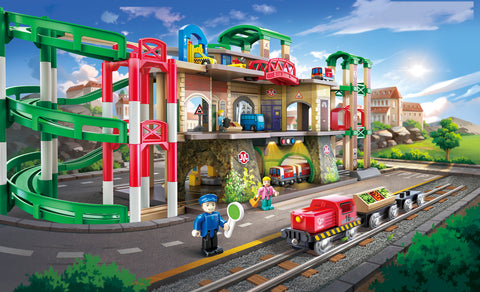 Hape Multi-Level Railway City Set