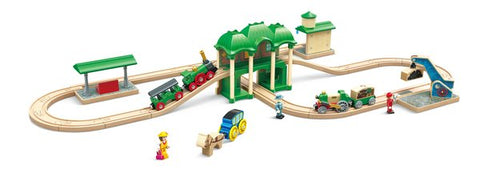 Hape Old-Timer Train Set vintage wooden train with carriages