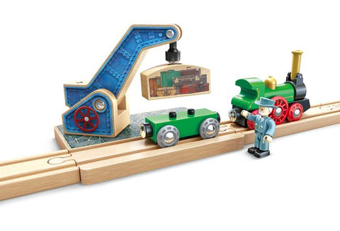 Hape Old-Timer Train Set vintage wooden train with carriages