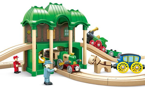 Hape Old-Timer Train Set vintage wooden train with carriages