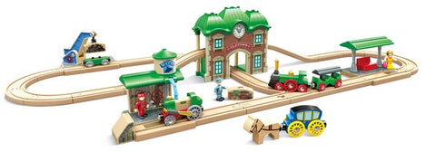 Hape Old-Timer Train Set vintage wooden train with carriages