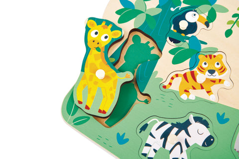 Hape Peg Puzzle Wild Animals wooden animal puzzle