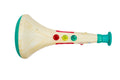 Child playing the Hape Pixelz Musical Maestro Trumpet