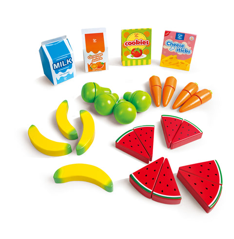 Hape Farmers Market Stall wooden play shop with cash register and play food